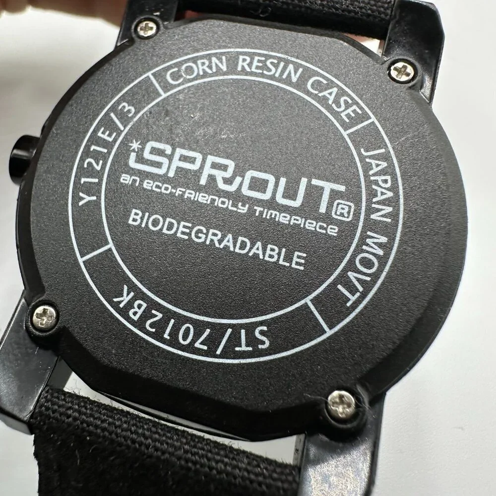 Sprout Seaworld Watch Women Black Penguin Dial Organic Cotton Band New Battery